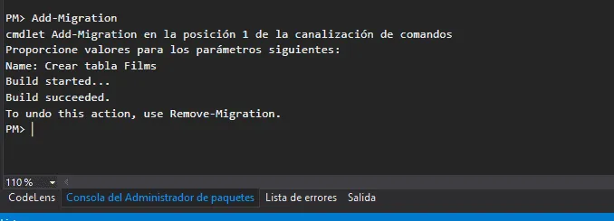 Creación de la migración
