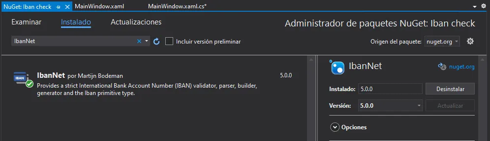 Paquete Nuget Validar IBAN