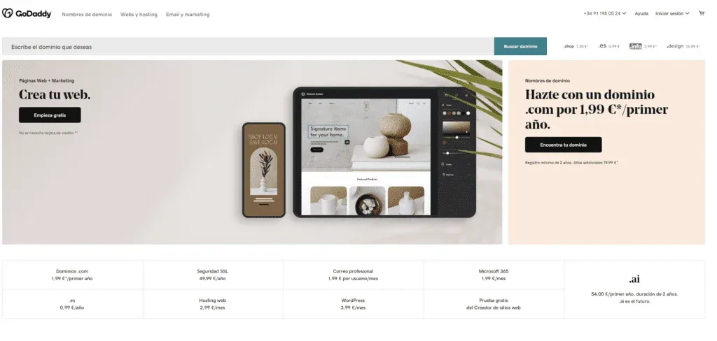 Comprar dominio Web en Godaddy