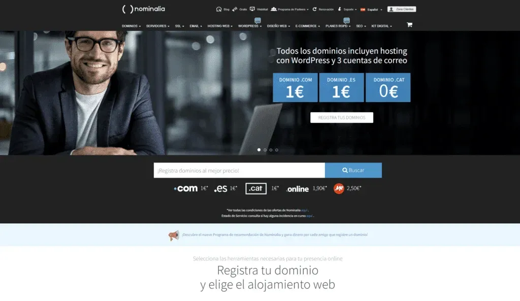 Comprar dominio Web en Nominalia