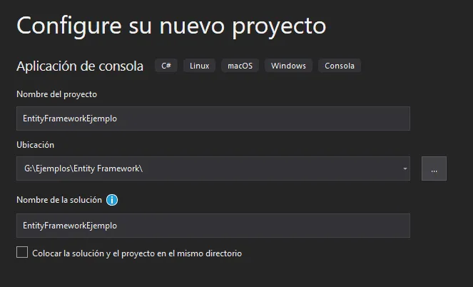 Crear proyecto paso 2