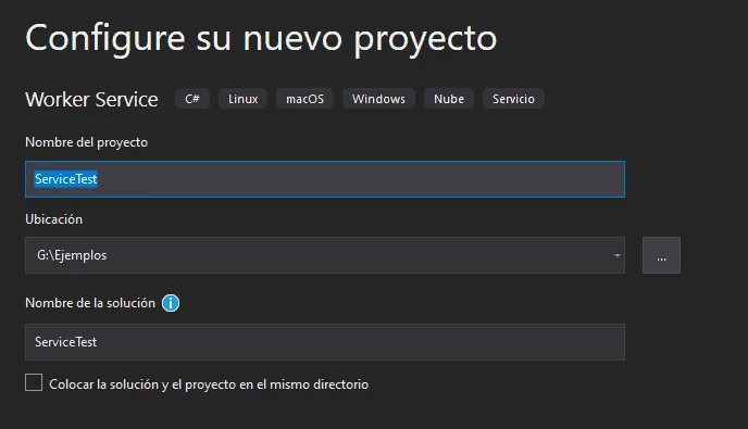 Crear servicio net para windows 2