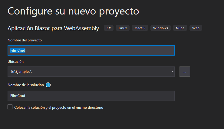 Configurar proyecto Blazor