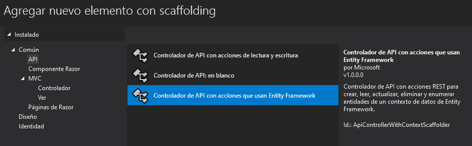 Agregar controlador con scaffolding