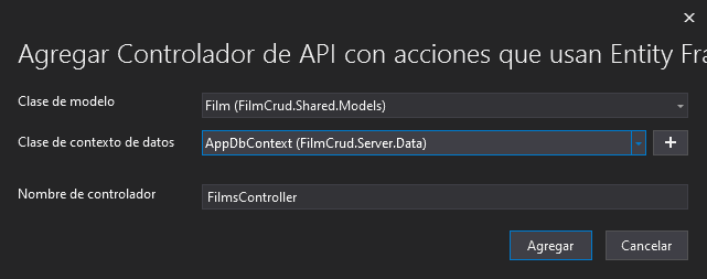 Configurar el scaffolding del controlador